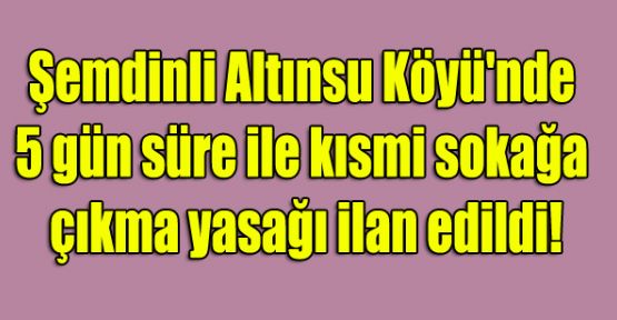 Şemdinli Altınsu Köyü'nde 5 gün sokağa çıkma yasağı ilan edildi