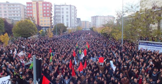 Van'da on binlerin Kobani destanına destek